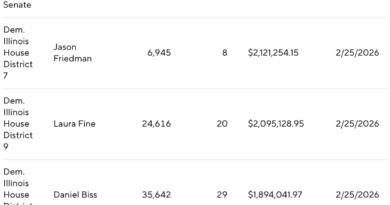 Which Illinois primary candidates spent the most money per vote in the 2026 election?